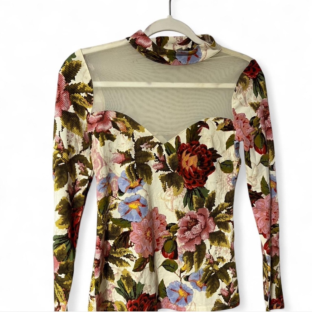 Floral Mesh Long Sleeve Top
